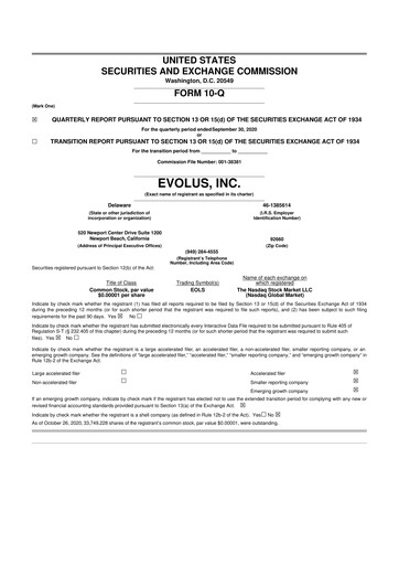 Thumbnail Evolus
 10-Q Quarterly Report FY 