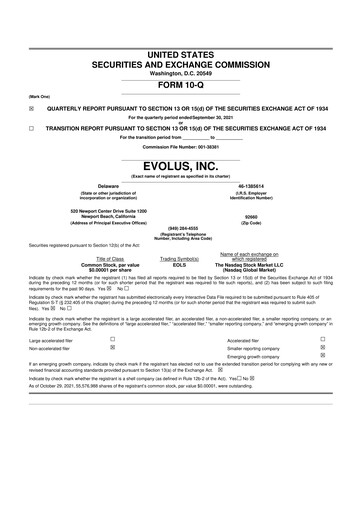 Thumbnail Evolus
 10-Q Quarterly Report FY 