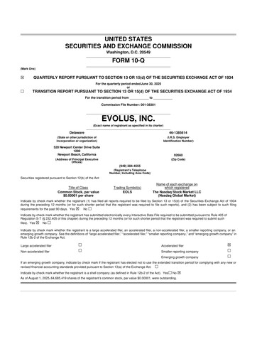 Thumbnail Evolus
 10-Q Quarterly Report FY 