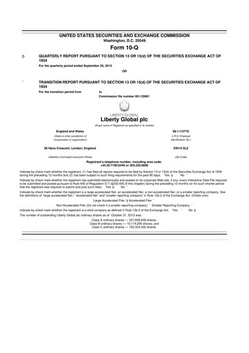 Thumbnail Liberty Global 10-Q Quarterly Report FY2013 