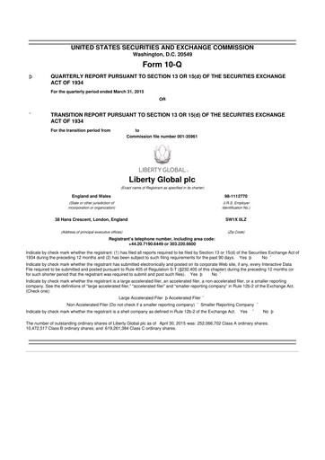 Thumbnail Liberty Global 10-Q Quarterly Report FY2015 