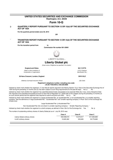 Thumbnail Liberty Global 10-Q Quarterly Report FY2015 