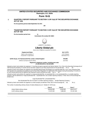 Thumbnail Liberty Global 10-Q Quarterly Report FY2016 