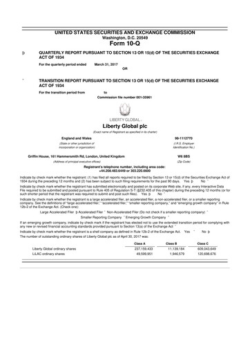 Thumbnail Liberty Global 10-Q Quarterly Report FY2017 