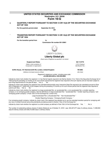 Thumbnail Liberty Global 10-Q Quarterly Report FY2018 
