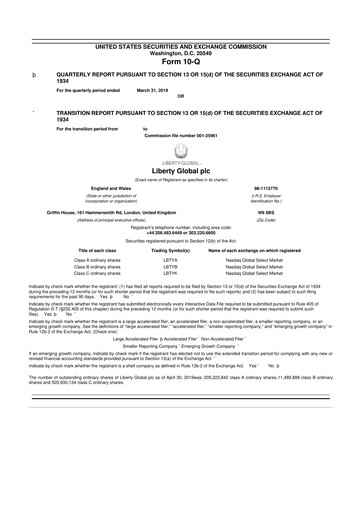 Thumbnail Liberty Global 10-Q Quarterly Report FY2019 
