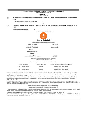 Thumbnail Liberty Global 10-Q Quarterly Report FY2019 