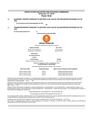 Thumbnail Liberty Global 10-Q Quarterly Report FY2019 