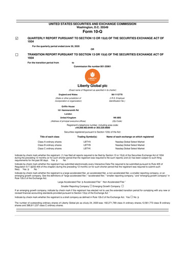Thumbnail Liberty Global 10-Q Quarterly Report FY2020 
