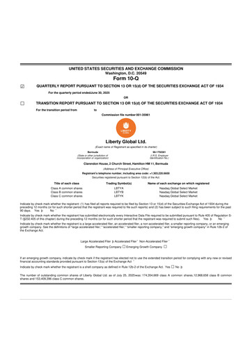 Thumbnail Liberty Global 10-Q Quarterly Report FY2025 
