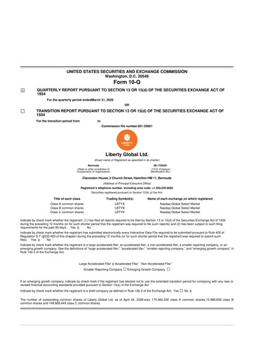 Thumbnail Liberty Global 10-Q Quarterly Report FY 