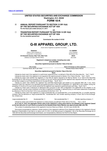 Vorschaubild G-III Apparel Group 10-K Jahresbericht 2014