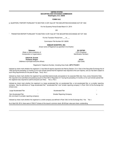 Thumbnail Semler Scientific
 10-Q Quarterly Report FY2014 