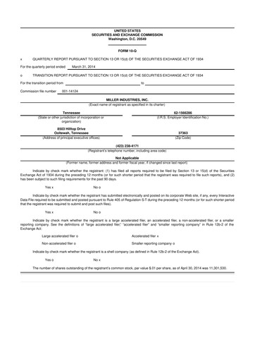 Thumbnail Miller Industries 10-Q Quarterly Report FY2014 