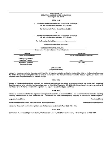 Thumbnail United Community Bank 10-Q Quarterly Report FY 