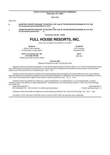 Vorschaubild Full House Resorts
 10-Q Quartalsbericht 2014 