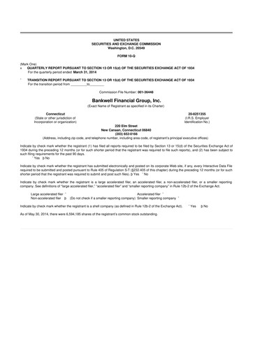 Vorschaubild Bankwell Financial Group 10-Q Quartalsbericht 2014 