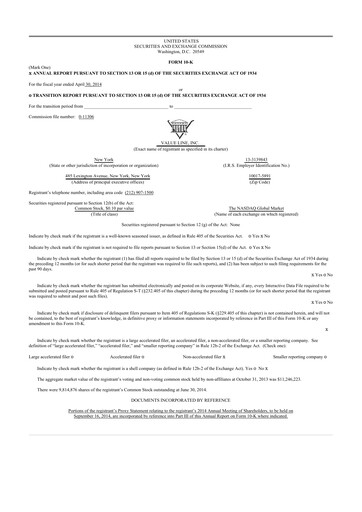 Thumbnail Value Line 10-K Annual Report 2014