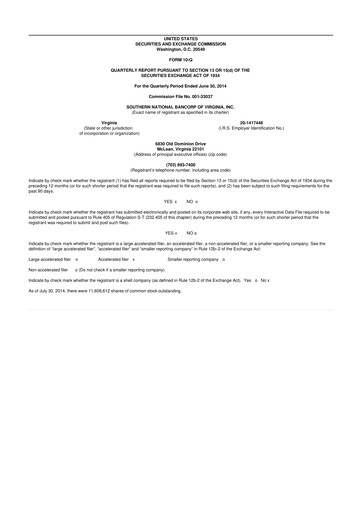 Thumbnail Primis Financial 10-Q Quarterly Report FY2014 