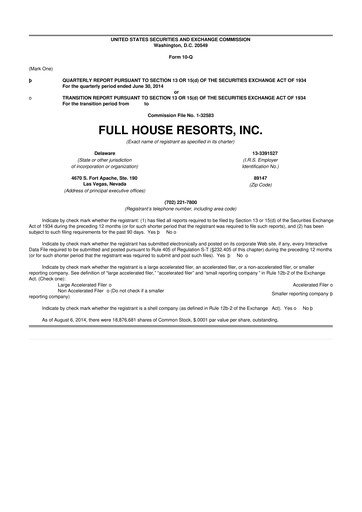 Vorschaubild Full House Resorts
 10-Q Quartalsbericht 2014 