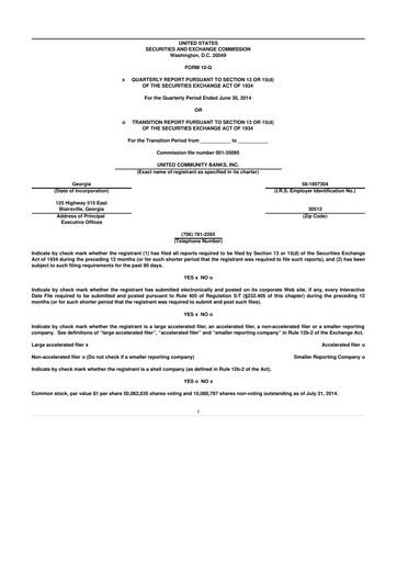 Thumbnail United Community Bank 10-Q Quarterly Report FY 