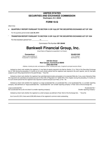 Vorschaubild Bankwell Financial Group 10-Q Quartalsbericht 2014 