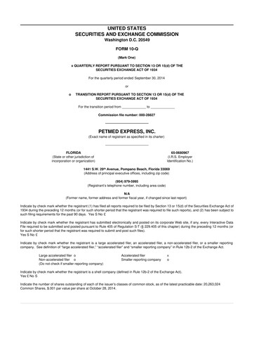 Thumbnail PetMed Express
 10-Q Quarterly Report FY2015 