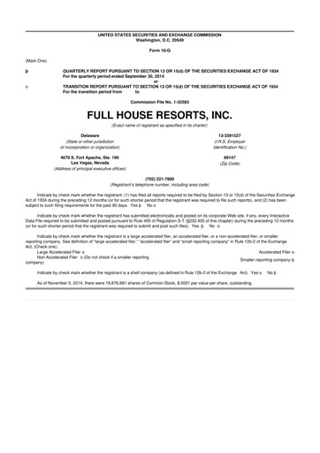 Vorschaubild Full House Resorts
 10-Q Quartalsbericht 2014 