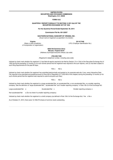 Thumbnail Primis Financial 10-Q Quarterly Report FY2014 