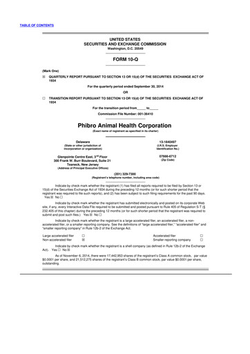 Thumbnail Phibro Animal Health
 10-Q Quarterly Report FY2015 