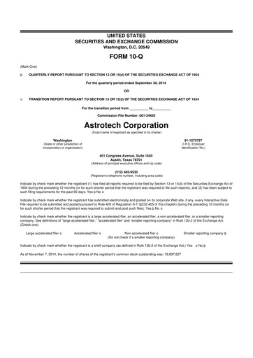 Thumbnail Astrotech 10-Q Quarterly Report FY2015 