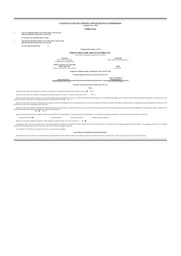 Thumbnail Omega Healthcare Investors 10-K Annual Report 2014