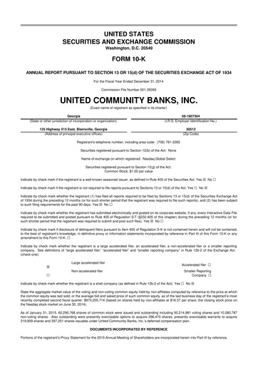 Thumbnail United Community Bank 10-K Annual Report 