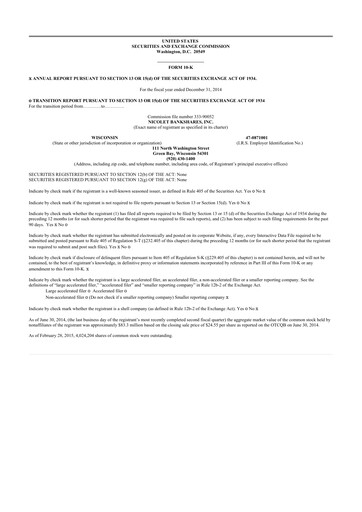 Thumbnail Nicolet Bankshares 10-K Annual Report 2014