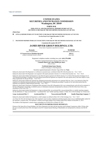 Miniature James River Group 10-K Rapport annuel 