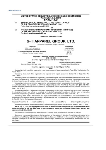 Vorschaubild G-III Apparel Group 10-K Jahresbericht 2015