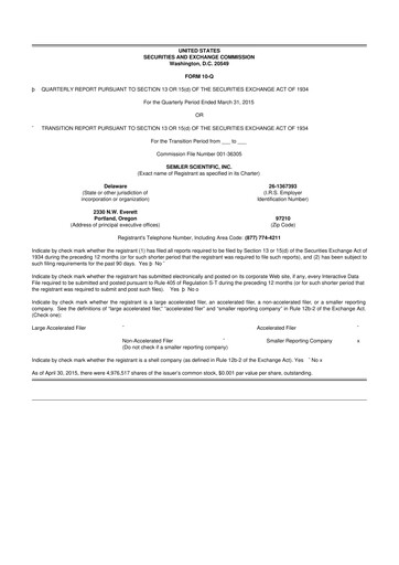Thumbnail Semler Scientific
 10-Q Quarterly Report FY2015 