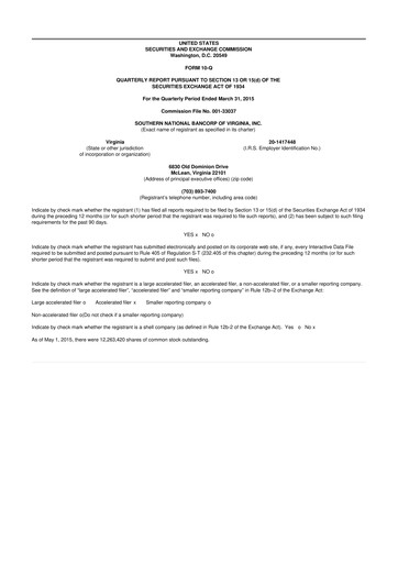 Thumbnail Primis Financial 10-Q Quarterly Report FY2015 