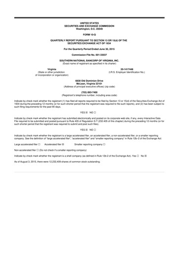 Thumbnail Primis Financial 10-Q Quarterly Report FY2015 