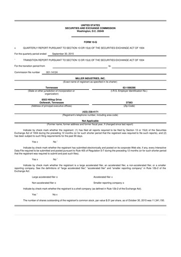 Thumbnail Miller Industries 10-Q Quarterly Report FY2015 