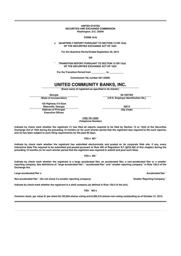 Thumbnail United Community Bank 10-Q Quarterly Report FY 