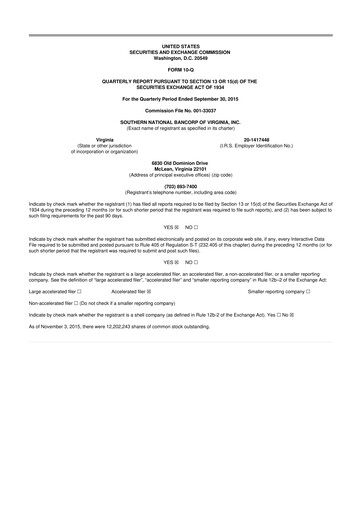 Thumbnail Primis Financial 10-Q Quarterly Report FY2015 