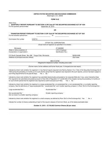 Thumbnail Otter Tail 10-Q Quarterly Report FY2015 