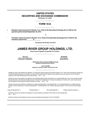 Thumbnail James River Group 10-Q Quarterly Report FY2015 