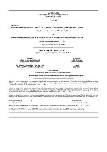 Vorschaubild G-III Apparel Group 10-Q Quartalsbericht 2016 