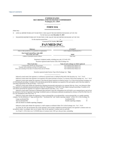 Miniature PAVmed
 10-K Rapport annuel 