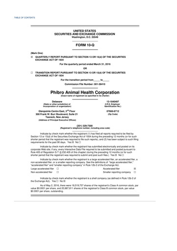 Thumbnail Phibro Animal Health
 10-Q Quarterly Report FY2016 