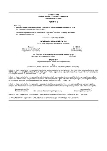 Thumbnail Hawthorn Bancshares 10-Q Quarterly Report FY2016 