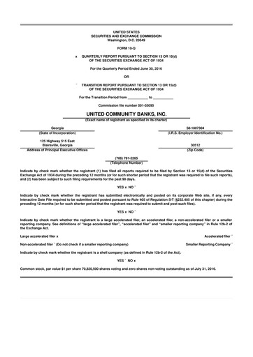 Thumbnail United Community Bank 10-Q Quarterly Report FY 
