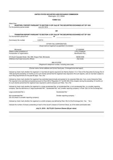 Thumbnail Otter Tail 10-Q Quarterly Report FY2016 